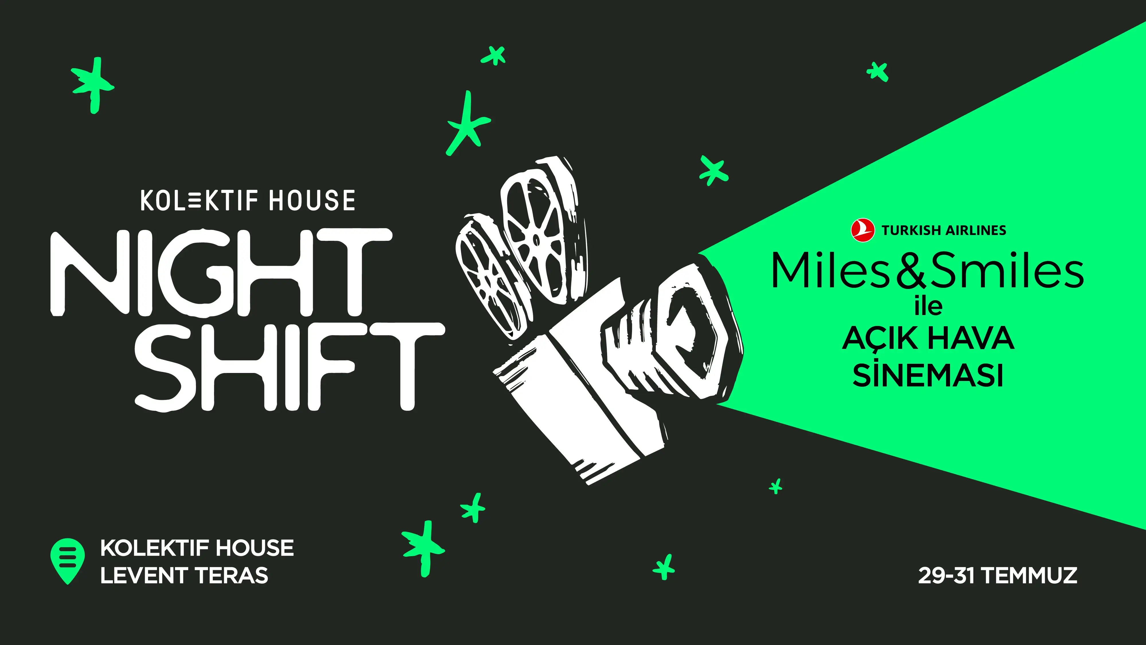 Kolektif House ve Miles&Smiles'tan Yaza Sinema Molası Night Shift, Levent Teras'ta Yeniden Perde Açıyor